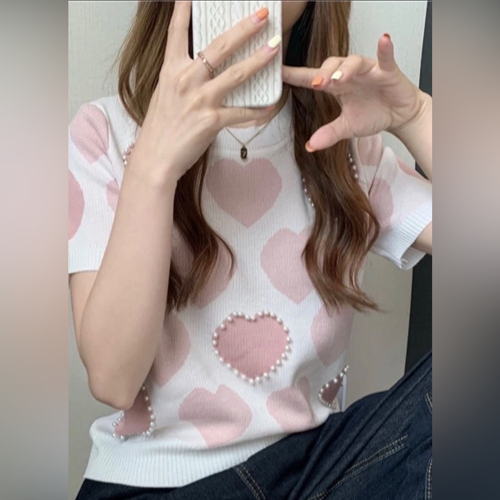 Heart top with pearls